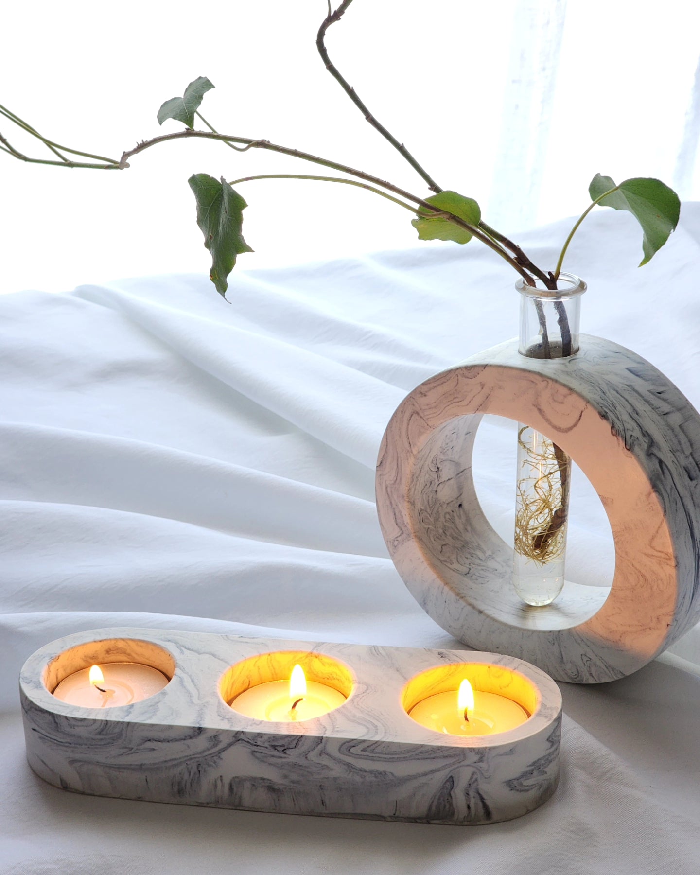 Triple Tealight Candle Holder & Halo Vase